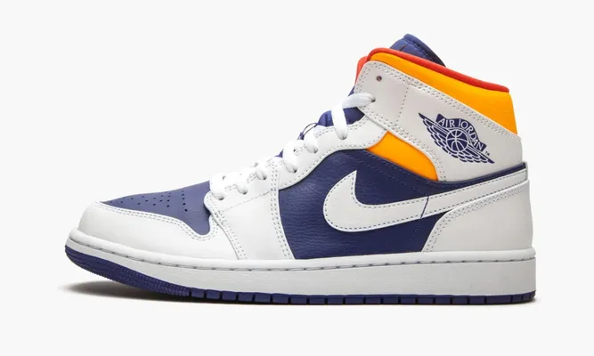 Кроссовки Air Jordan 1 Mid «Royal Blue / Laser Orange» синий