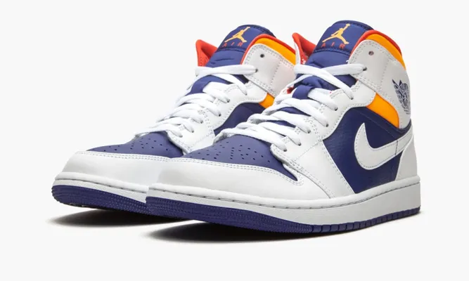 Кроссовки Air Jordan 1 Mid «Royal Blue / Laser Orange» синий