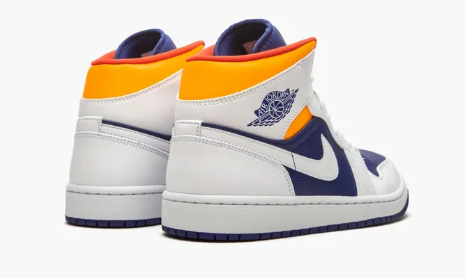 Кроссовки Air Jordan 1 Mid «Royal Blue / Laser Orange» синий