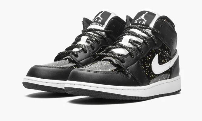Кроссовки Air Jordan 1 Mid SE GS «Black Glitter» черный