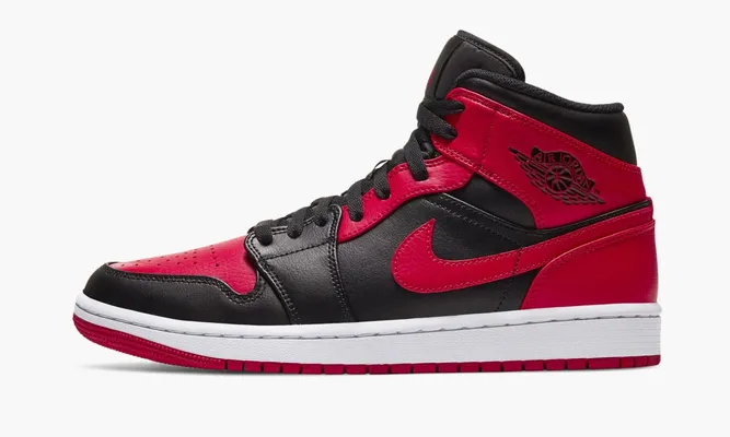 Кроссовки Air Jordan 1 Mid «Banned 2020» черный,красный