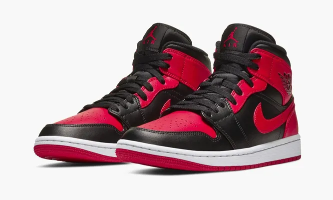 Кроссовки Air Jordan 1 Mid «Banned 2020» черный,красный