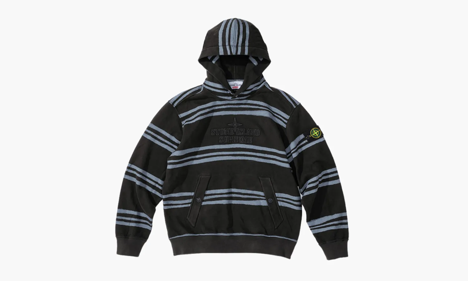 Stone Island X Supreme Warp Stripe Hooded Sweatshirt «Black»