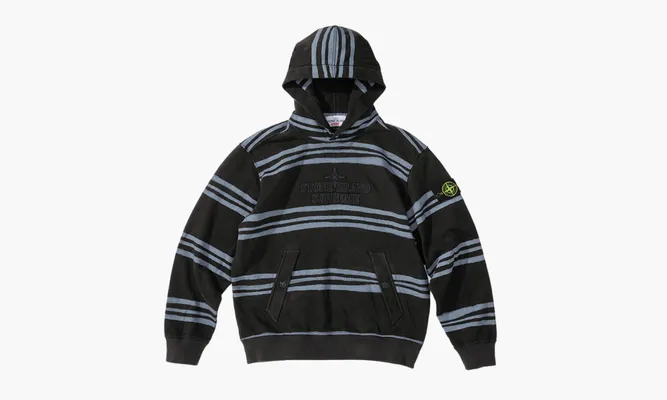Одежда Stone Island X Supreme Warp Stripe Hooded Sweatshirt «Black» черный