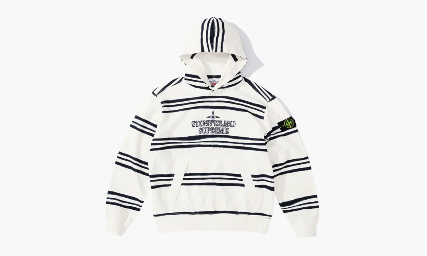 Stone Island X Supreme Warp Stripe Hooded Sweatshirt «White»