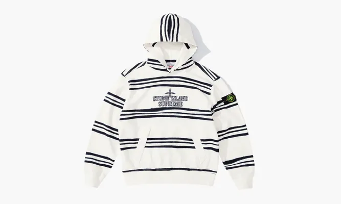 Одежда Stone Island X Supreme Warp Stripe Hooded Sweatshirt «White» белый