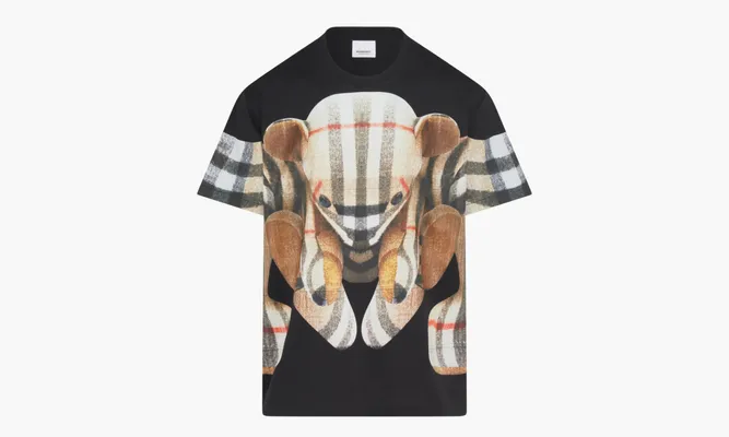 Одежда Burberry Thomas Bear Print Cotton Oversized T-shirt «Black» черный