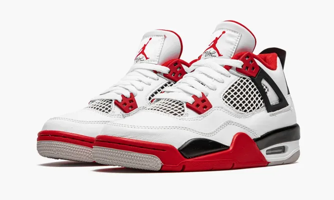 Кроссовки Air Jordan 4 Retro GS «Fire Red 2020» белый
