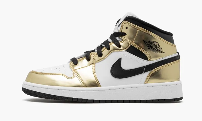 Кроссовки Air Jordan 1 Mid SE GS «Metallic Gold» желтый