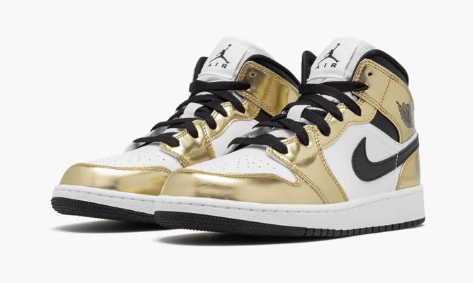 Кроссовки Air Jordan 1 Mid SE GS «Metallic Gold» желтый