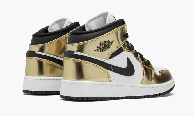 Кроссовки Air Jordan 1 Mid SE GS «Metallic Gold» желтый