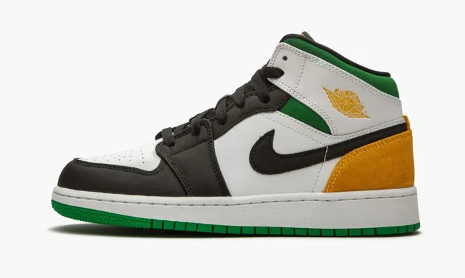 Кроссовки Air Jordan 1 Mid SE GS «Laser Orange / Lucky Green» зеленый