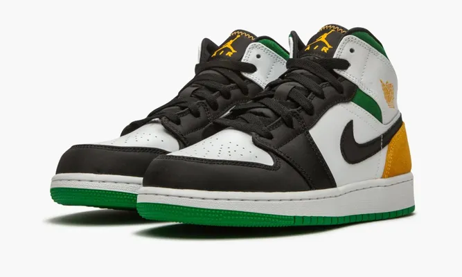 Кроссовки Air Jordan 1 Mid SE GS «Laser Orange / Lucky Green» зеленый