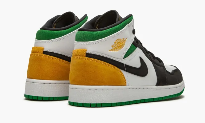 Кроссовки Air Jordan 1 Mid SE GS «Laser Orange / Lucky Green» зеленый