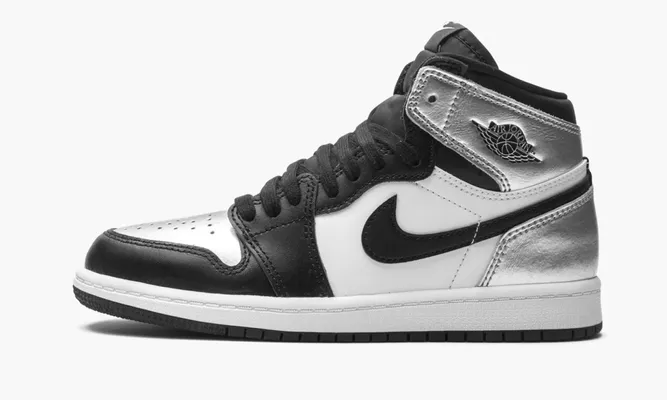 Для самых маленьких Air Jordan 1 Retro High PS «Silver Toe» Kids черный,серебряный
