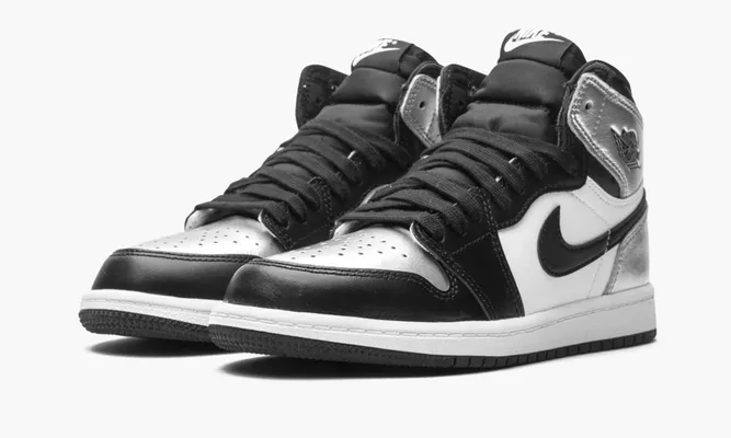 Для самых маленьких Air Jordan 1 Retro High PS «Silver Toe» Kids черный,серебряный