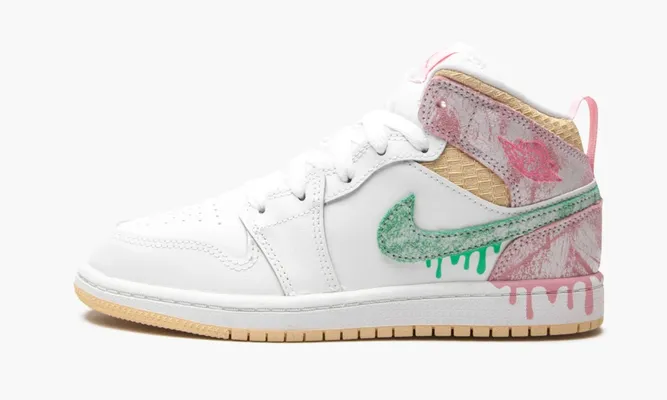 Для самых маленьких Air Jordan 1 Mid SE PS «Ice Cream» Kids розовый
