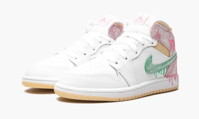 Для самых маленьких Air Jordan 1 Mid SE PS «Ice Cream» Kids розовый