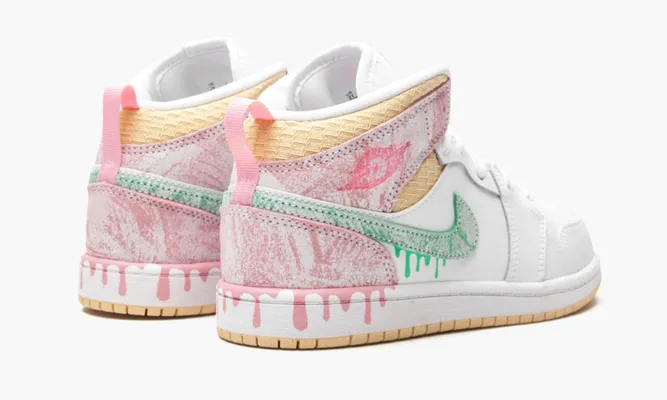 Для самых маленьких Air Jordan 1 Mid SE PS «Ice Cream» Kids розовый
