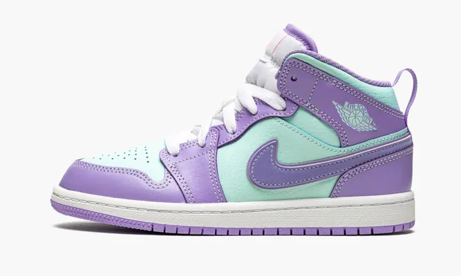 Для самых маленьких Air Jordan 1 Mid PS «Purple Aqua» Kids фиолетовый