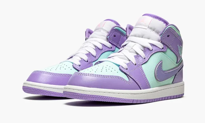 Для самых маленьких Air Jordan 1 Mid PS «Purple Aqua» Kids фиолетовый