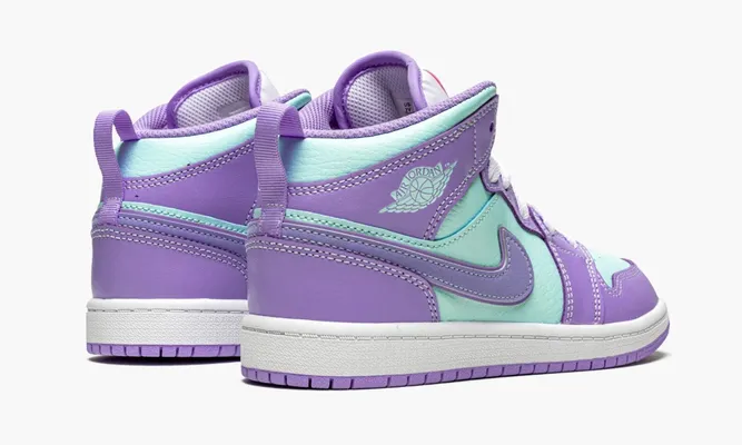 Для самых маленьких Air Jordan 1 Mid PS «Purple Aqua» Kids фиолетовый