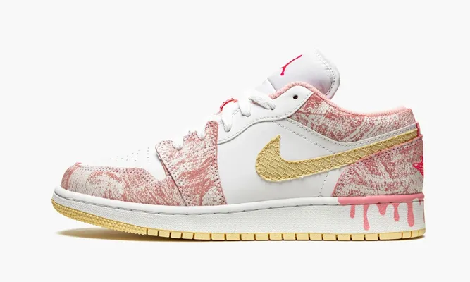 Кроссовки Air Jordan 1 Low GS «Paint Drip» розовый