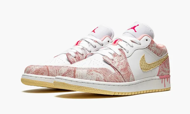 Кроссовки Air Jordan 1 Low GS «Paint Drip» розовый