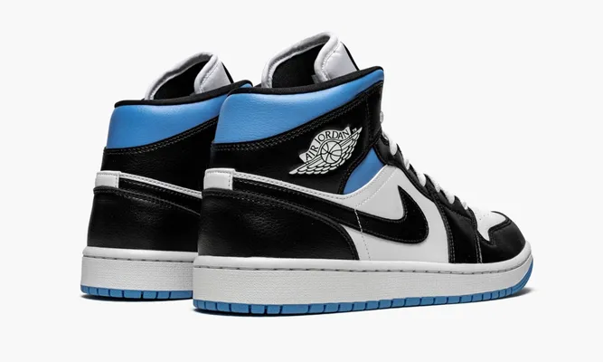 Кроссовки Air Jordan 1 Mid WMNS «Black / White / University Blue» lightBlue
