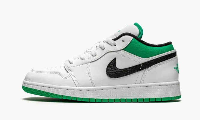 Кроссовки Air Jordan 1 Low GS «White Lucky Green Tumbled Leather» зеленый