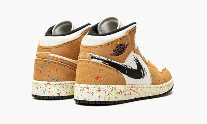 Кроссовки Air Jordan 1 Mid SE GS «Brushstroke» кремовый