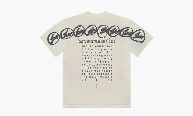 Одежда Travis Scott Cactus Jack X Fragment Manifest T-shirt «White» кремовый