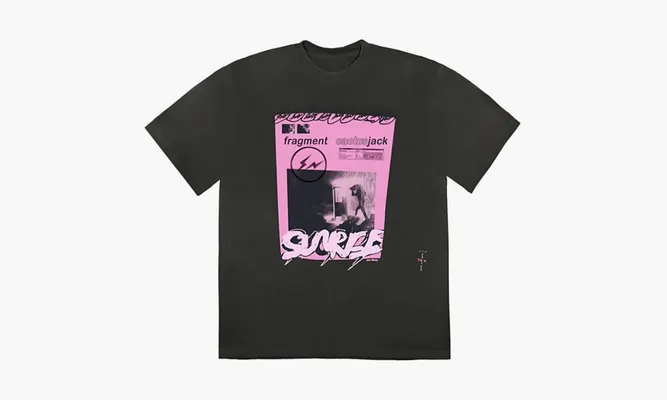 Одежда Travis Scott Cactus Jack X Fragment Pink Sunrise T-shirt «Washed Black» черный