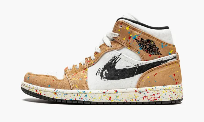 Кроссовки Air Jordan 1 Mid SE «Brushstroke» разноцветный