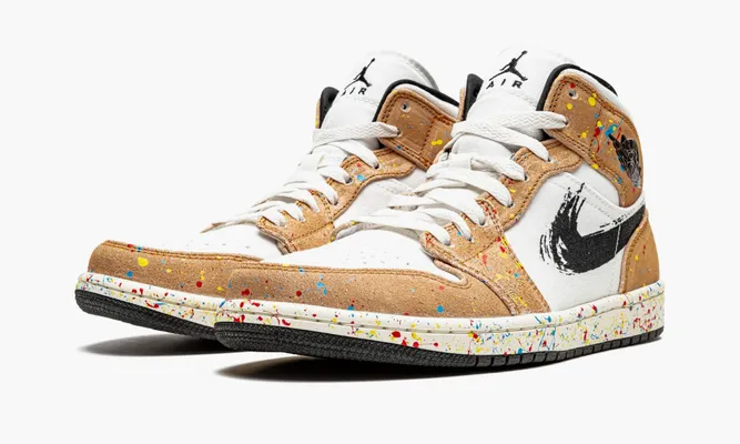 Кроссовки Air Jordan 1 Mid SE «Brushstroke» разноцветный