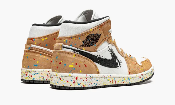 Кроссовки Air Jordan 1 Mid SE «Brushstroke» разноцветный