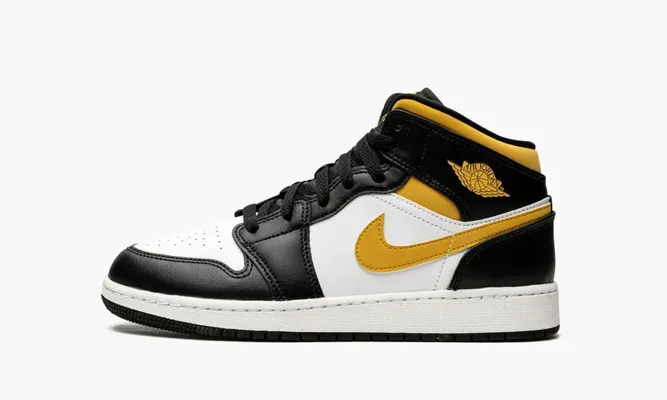 Кроссовки Air Jordan 1 Mid GS «White Pollen Black» желтый