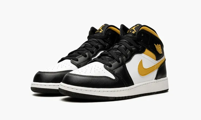 Кроссовки Air Jordan 1 Mid GS «White Pollen Black» желтый