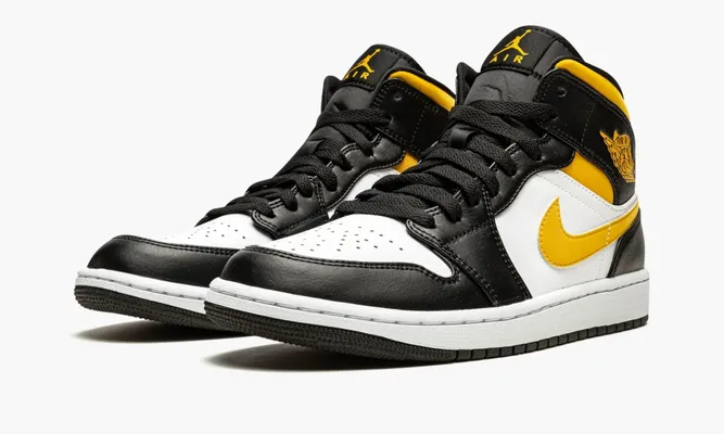 Кроссовки Air Jordan 1 Mid «White Pollen Black» желтый