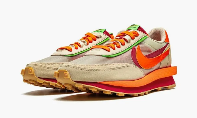Кроссовки Nike Ld Waffle «Sacai Clot Kiss Of Death Net Orange Blaze» оранжевый
