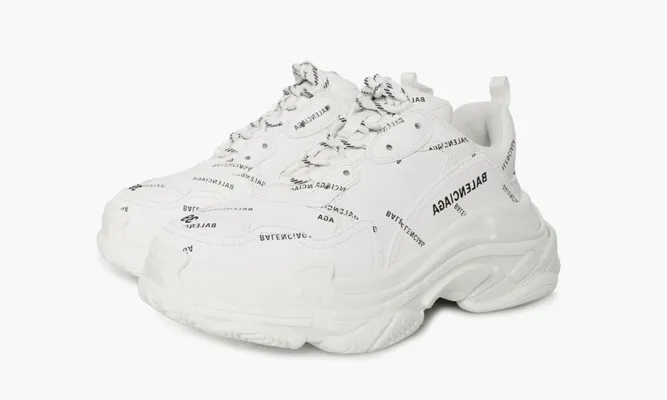 Кроссовки Balenciaga Triple S «All Over Logo White Black» белый