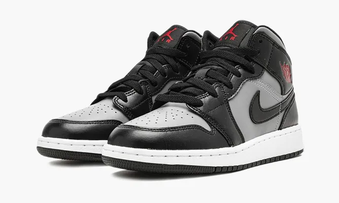 Кроссовки Air Jordan 1 Mid GS «Shadow Red» серый,черный