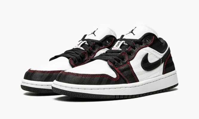 Кроссовки Air Jordan 1 Low SE Utility WMNS «White Black Gym Red» черный