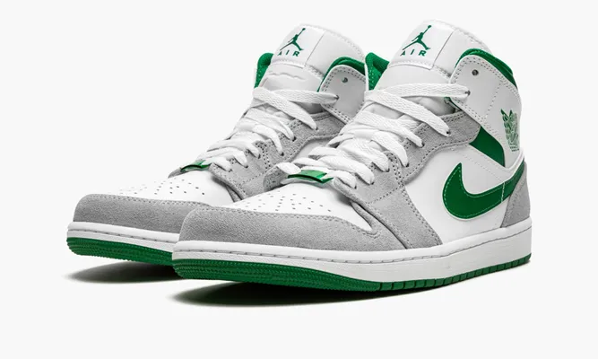Кроссовки Air Jordan 1 Mid SE «Grey / Pine Green / White» серый,белый