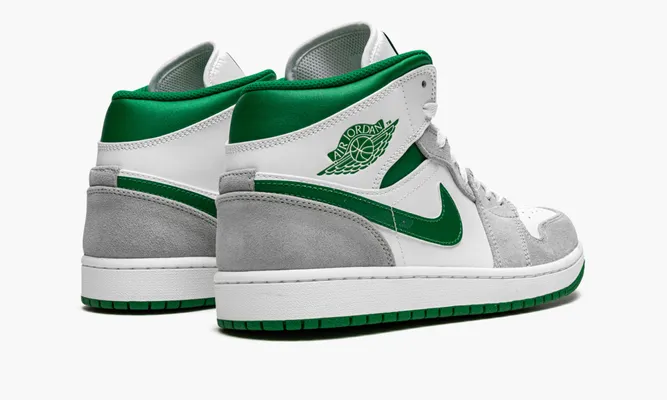 Кроссовки Air Jordan 1 Mid SE «Grey / Pine Green / White» серый,белый