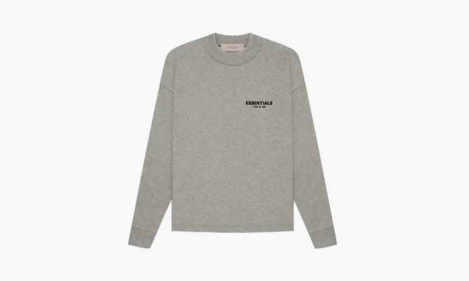 Одежда Fear Of God Essentials Long Sleeve Ss22 «Tee Dark Oatmeal Logo» серый
