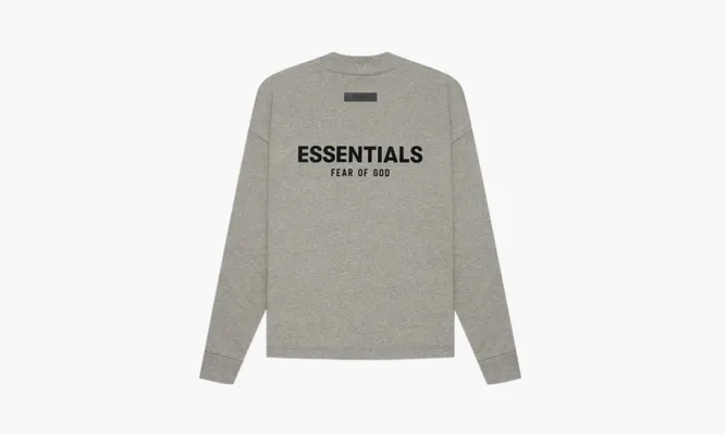 Одежда Fear Of God Essentials Long Sleeve Ss22 «Tee Dark Oatmeal Logo» серый