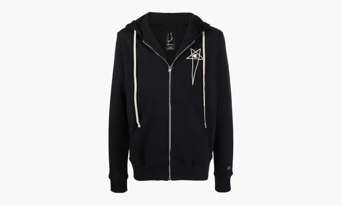 Одежда Rick Owens X Champion Logo-embroined Zip-up Hoodie «Black» черный