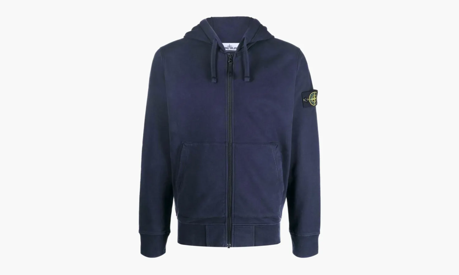 Stone Island Brushed Cotton Full Zip Hoodie «Navy»