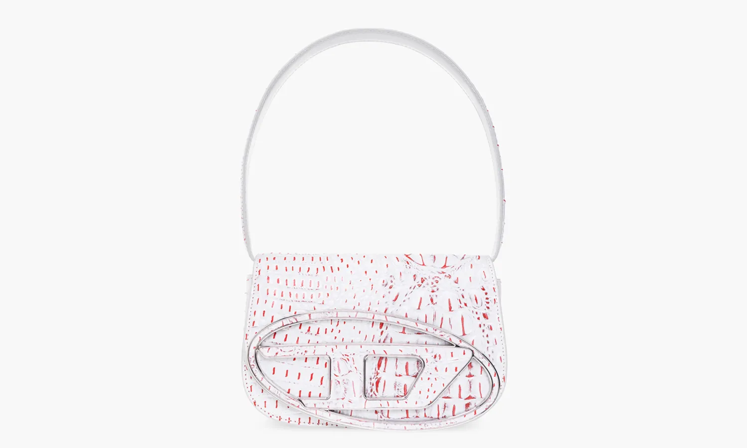 Diesel 1DR Shoulder Bag «Croc-print White»